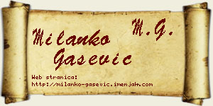 Milanko Gašević vizit kartica